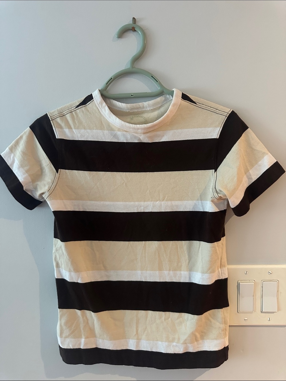 Brown & White Striped Crewneck T-Shirt